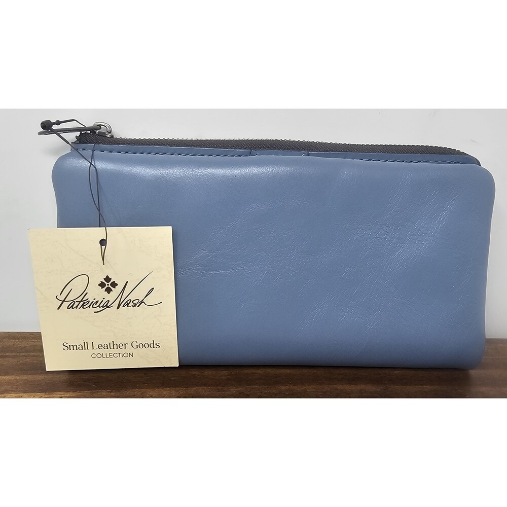 Patricia Nash Prassa Blue Fog Leather Bifold Wallet NWT